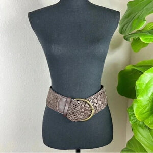 Maurices Women’s Wide Vegan Braided Stretch Leather belt Brass Tone Large